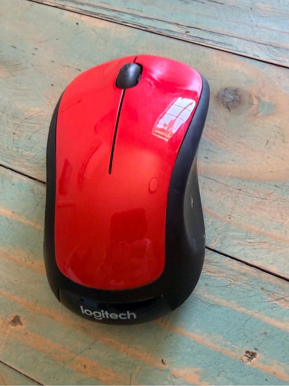 Logitech Red and Black Wireless Optical Mouse